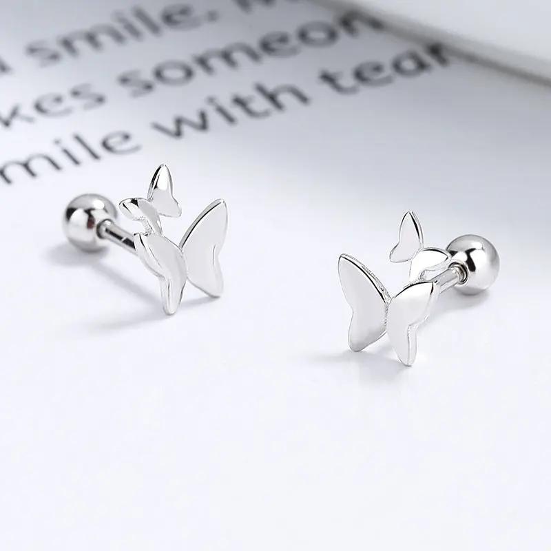 Polished butterfly cartilage stud earrings, gold and silver | Hair Your Lux