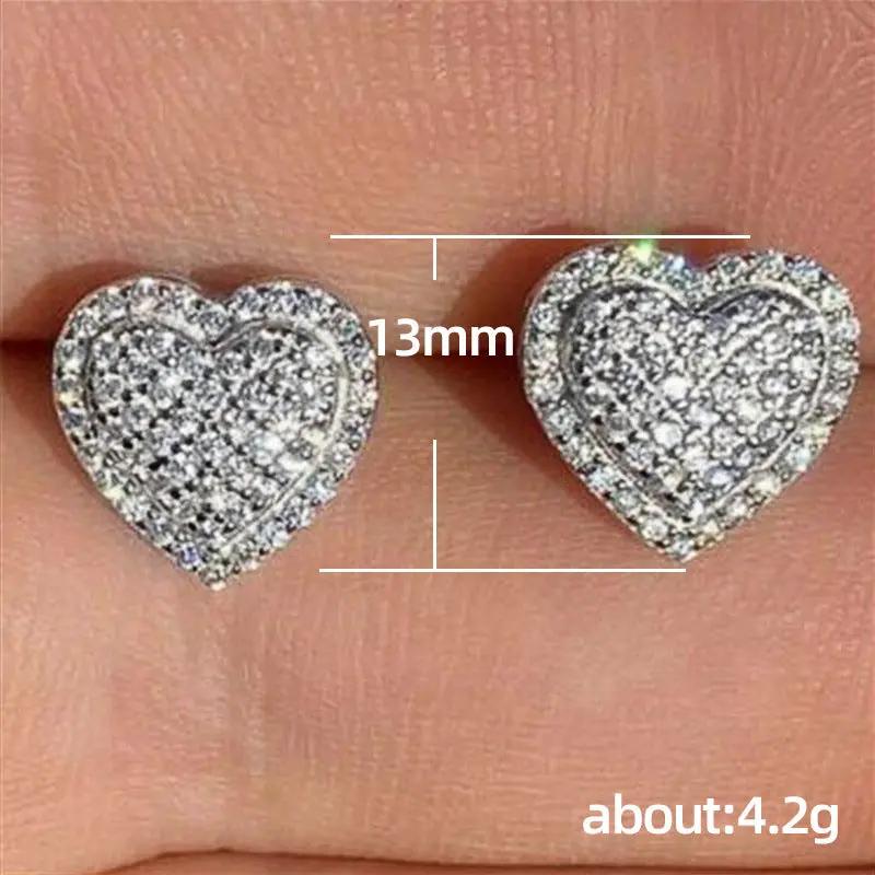 Pavé crystal heart stud earrings, detail | Hair Your Lux