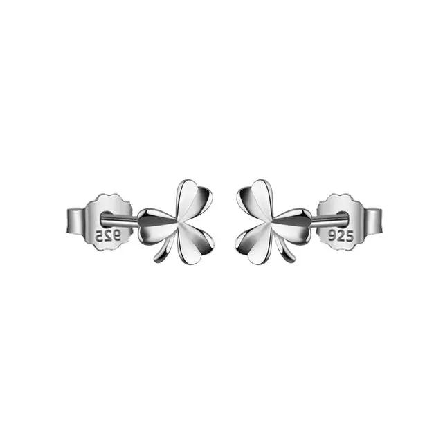 Dainty three-leaf clover studs, silver-tone | Hair Your Lux