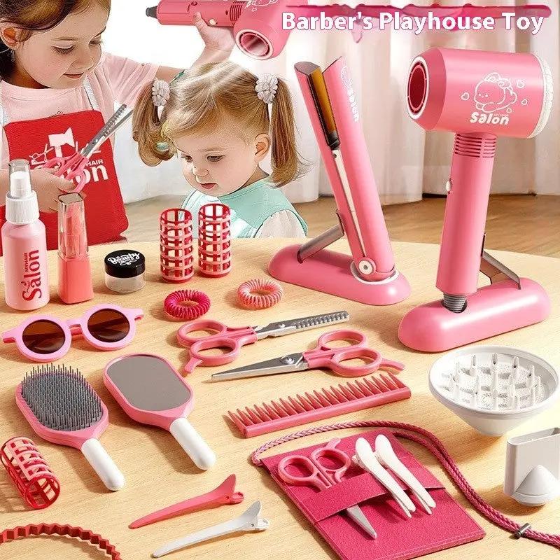 Children's Hairdressers Salon Barber Set Hair Dryer Clip Hair Curler Toy Suit Hair Your Lux