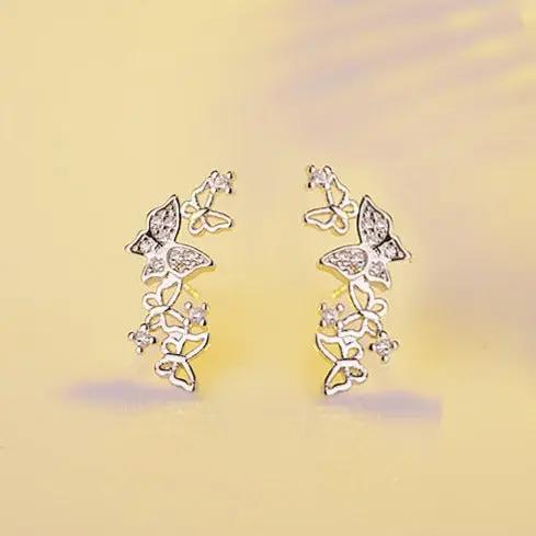 Tiny crystal butterflies ear cuff, detail | Hair Your Lux