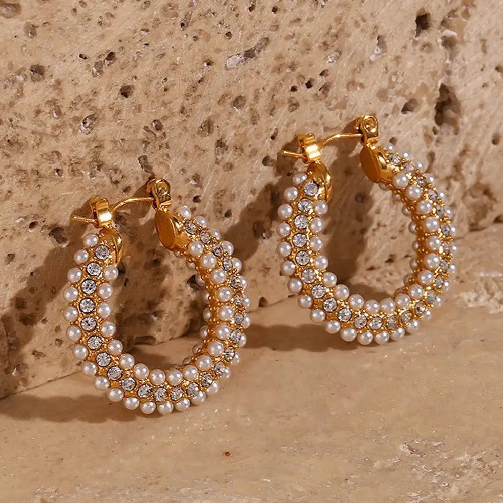Encrusted pearl crystal hoop earrings, detail | Hair Your Lux