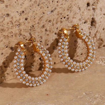 Encrusted pearl crystal hoop earrings, detail | Hair Your Lux