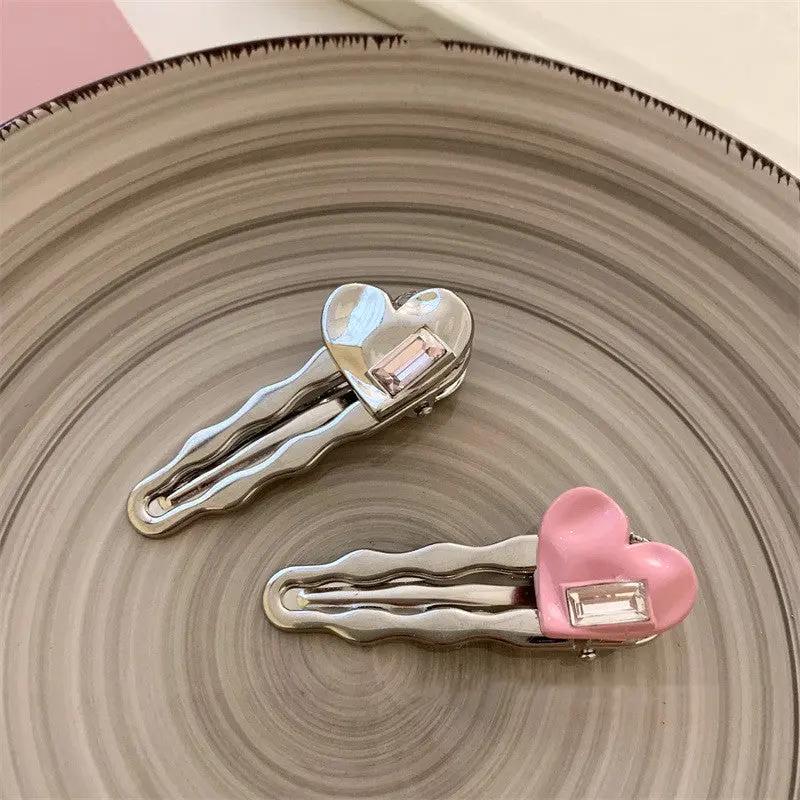 White Love Crystal Duckbill Clip Female Temperament - Hair Your Lux