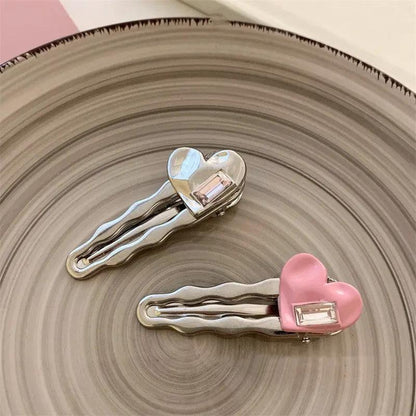 White Love Crystal Duckbill Clip Female Temperament - Hair Your Lux