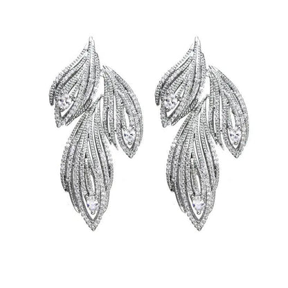Layered crystal leaf statement drop earrings | Hair Your Lux