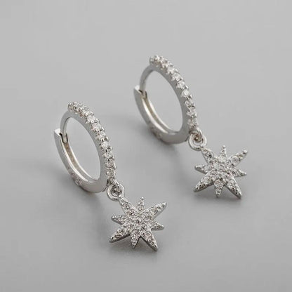 Silver Shiny Star Hoop Earrings For Women Hot Danity Gold Silver Color Party Jewelry - Hair Your Lux