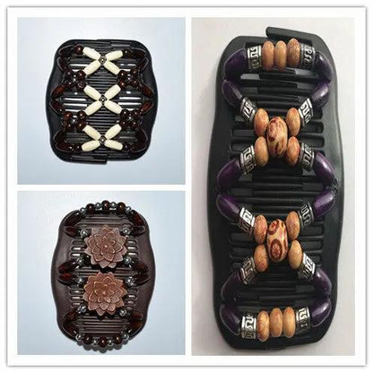 Fashion Magic Beads Elasticity Double Hair Comb Clip Stretchy Women Accessories - Hair Your Lux