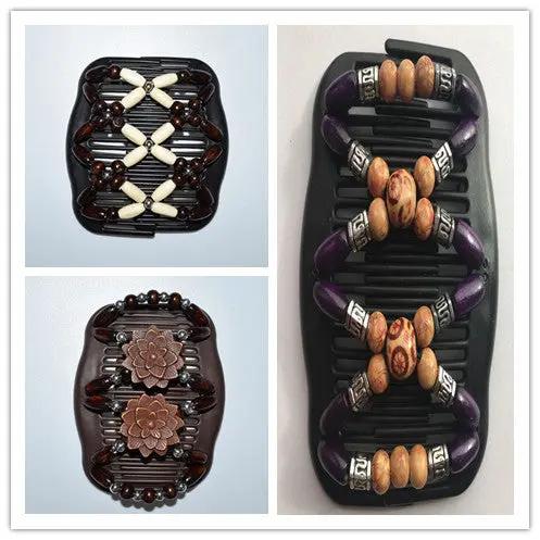 Fashion Magic Beads Elasticity Double Hair Comb Clip Stretchy Women Accessories - Hair Your Lux