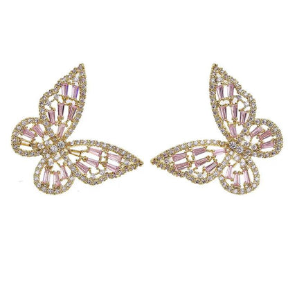 Big butterfly stud earrings with cubic zirconia | Hair Your Lux
