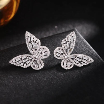 Crystal pavé butterfly studs, gold-tone | Hair Your Lux