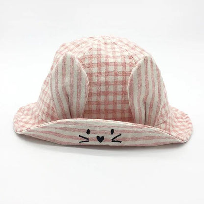 Small Fine Grid Love Rabbit Ears Basin Hat Baby Fisherman Hat Sun Hat Baby Hat Baby Hat Beanie Hair Your Lux
