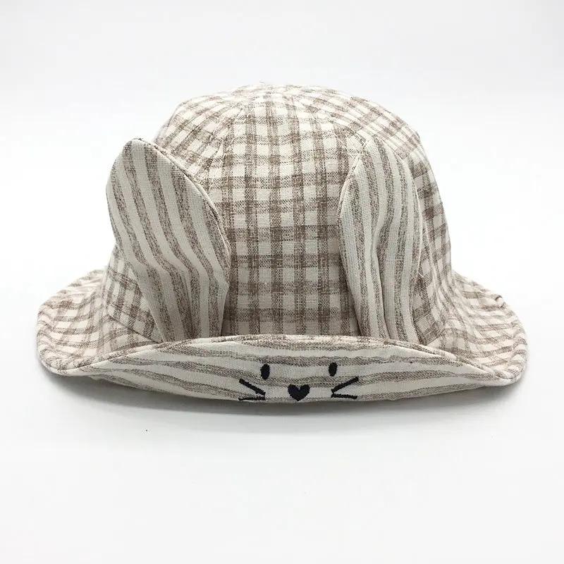 Small Fine Grid Love Rabbit Ears Basin Hat Baby Fisherman Hat Sun Hat Baby Hat Baby Hat Beanie Hair Your Lux