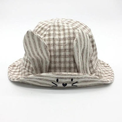 Small Fine Grid Love Rabbit Ears Basin Hat Baby Fisherman Hat Sun Hat Baby Hat Baby Hat Beanie Hair Your Lux