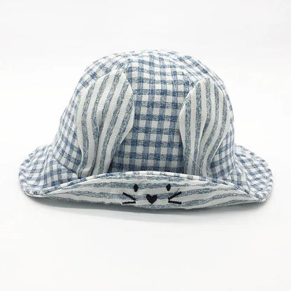 Small Fine Grid Love Rabbit Ears Basin Hat Baby Fisherman Hat Sun Hat Baby Hat Baby Hat Beanie Hair Your Lux