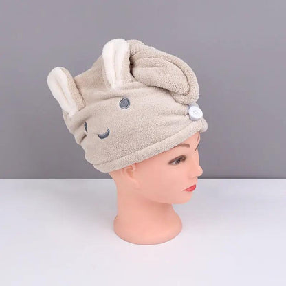 Rabbit Ear Dry Hair Cap Absorbent And Quick-drying Coral Fleece Dry Hair Towel - Hair Your Lux
