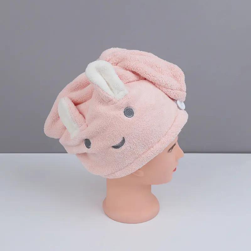 Rabbit Ear Dry Hair Cap Absorbent And Quick-drying Coral Fleece Dry Hair Towel - Hair Your Lux