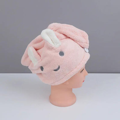 Rabbit Ear Dry Hair Cap Absorbent And Quick-drying Coral Fleece Dry Hair Towel - Hair Your Lux