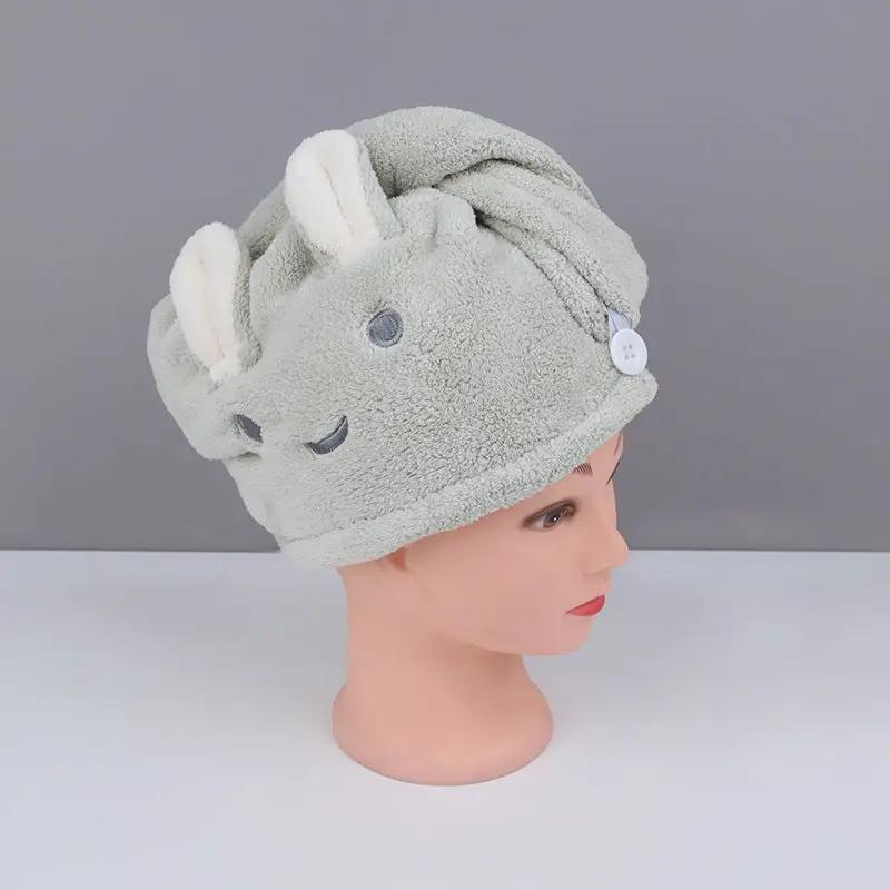 Rabbit Ear Dry Hair Cap Absorbent And Quick-drying Coral Fleece Dry Hair Towel - Hair Your Lux