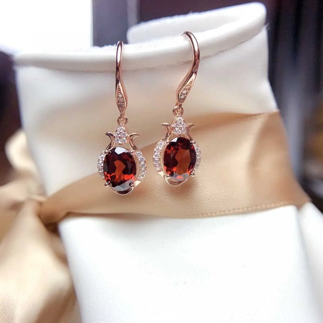 Garnet crystal halo drop earrings, white gold | Hair Your Lux