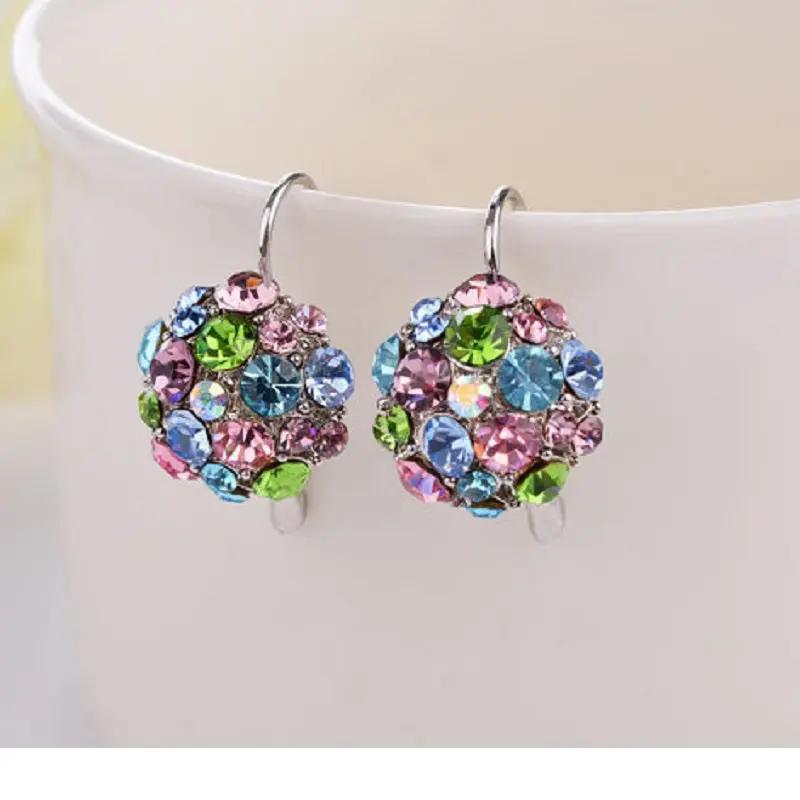 Jewel-tone crystal cluster leverback earrings | Hair Your Lux