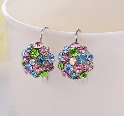 Jewel-tone crystal cluster leverback earrings | Hair Your Lux