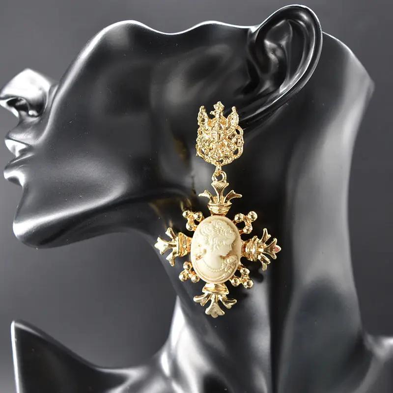 Renaissance cameo drop earrings, finish options | Hair Your Lux