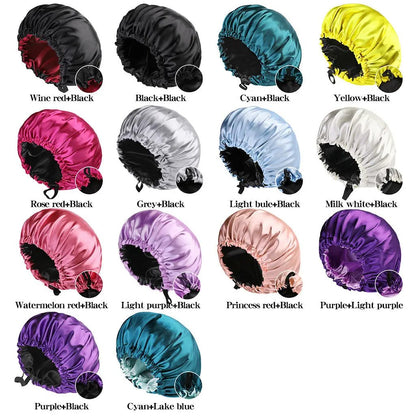 Double-layer Satin Haircare Protective sleeping Hat Hair Your Lux
