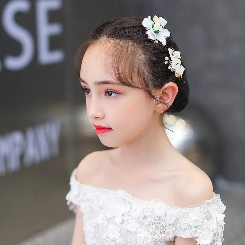 Flower Girl Headband and Pins Flower Girl Headpiece, Pearl Bead Headband, Adjustable Flower Girl Hair Accessories, Hair Vine Headband for Wedding, Party, Princess, Flower Girls and Bridesmaid - Hair Your Lux