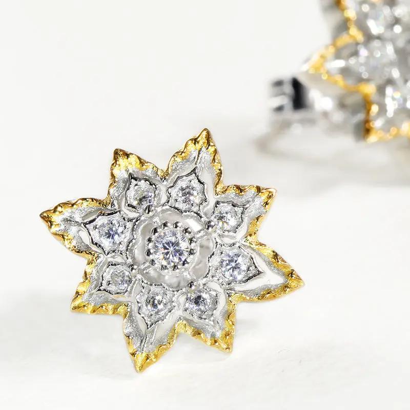 Vintage two-tone pavé flower stud earrings | Hair Your Lux