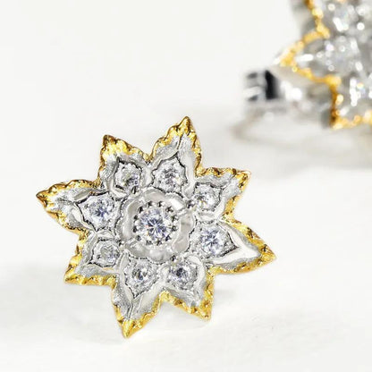 Vintage two-tone pavé flower stud earrings | Hair Your Lux