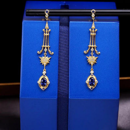 Filigree starburst lavalier drop earrings, antique-tone | Hair Your Lux