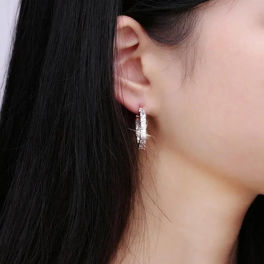 Inside-out crystal huggie hoop earrings, gold-tone | Hair Your Lux