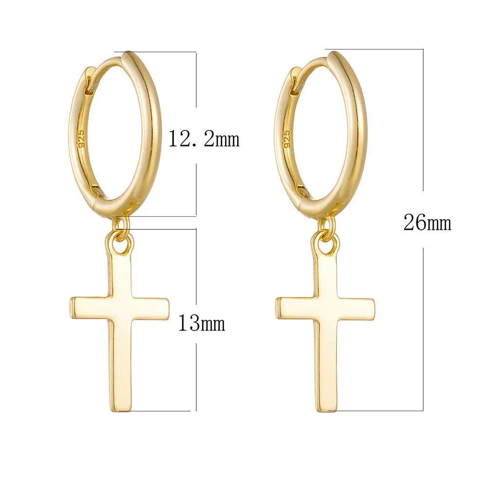 Dainty cross drop earrings pair | Hair Your Lux