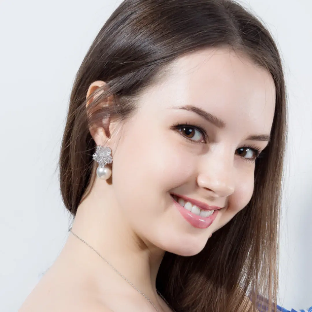 Silver-tone firework pearl drop earrings, statement | Hair Your Lux