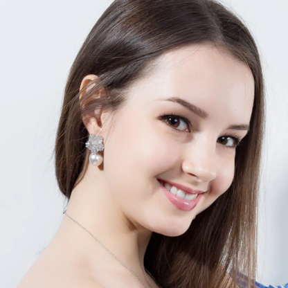 Silver-tone firework pearl drop earrings, statement | Hair Your Lux