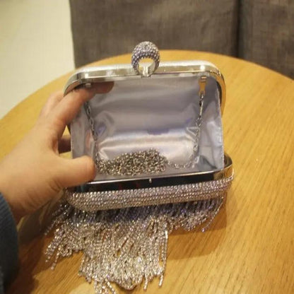 Sparkly crystal clutch bag with chain strap | Hair Your Lux