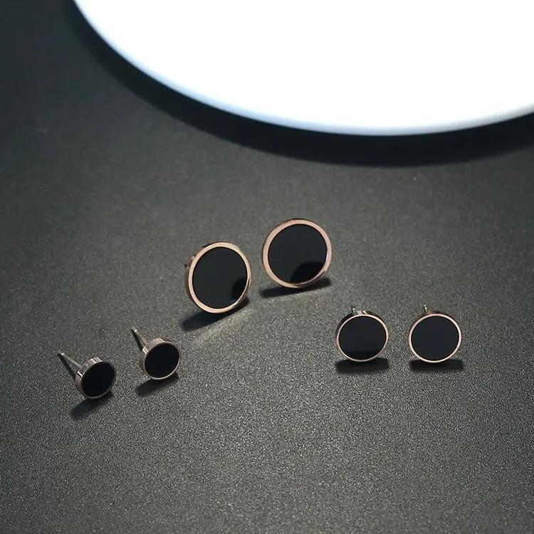 Round black and rose-gold stud earrings | Hair Your Lux