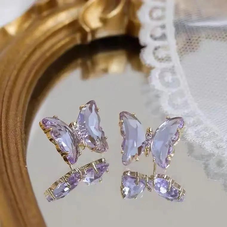 Transparent purple butterfly studs with butterfly backs | Hair Your Lux
