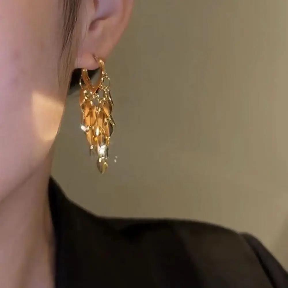 Cascading gold wheat strand tassel earrings | Hair Your Lux