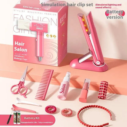 Children's Hairdressers Salon Barber Set Hair Dryer Clip Hair Curler Toy Suit Hair Your Lux