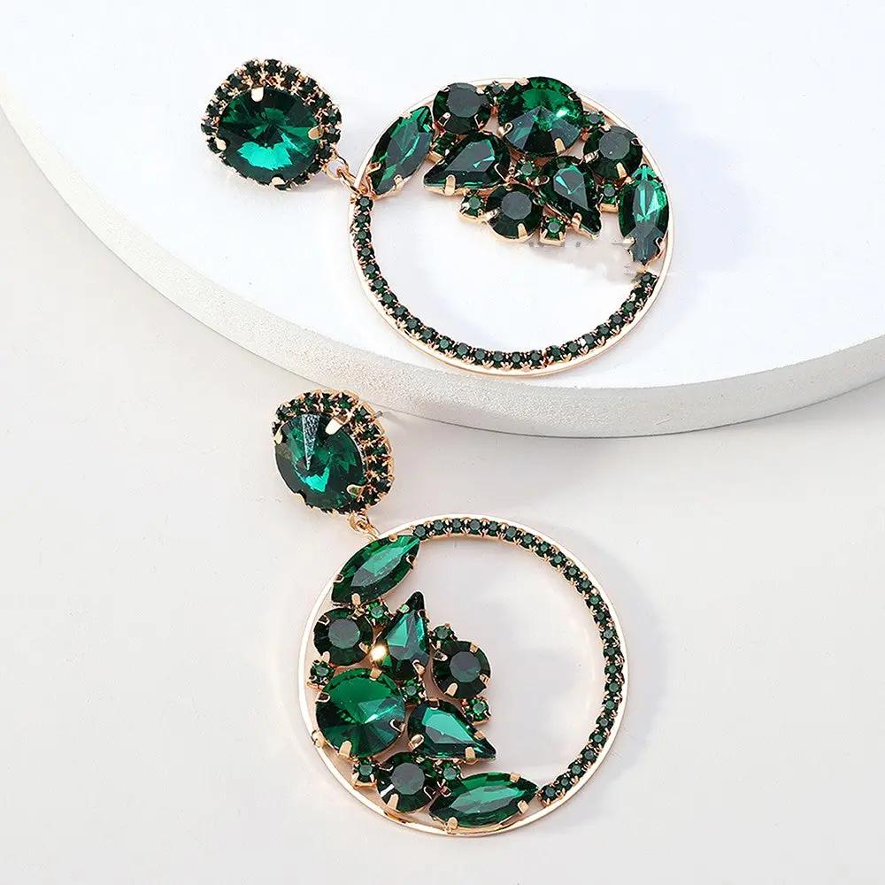 Crystal-filled gold-tone circle statement earrings | Hair Your Lux