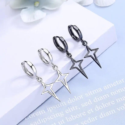 Silver huggie hoop earrings with hollow star charm | Hair Your Lux