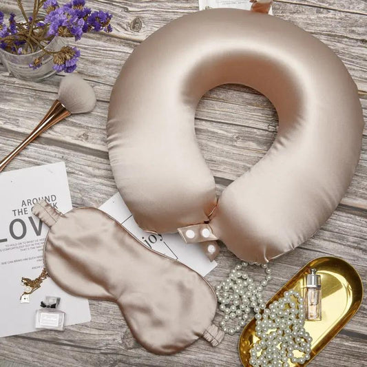 Silkworm Silk U-Shape Neck Pillow Protector - Neck Support Cushion Hair Your Lux