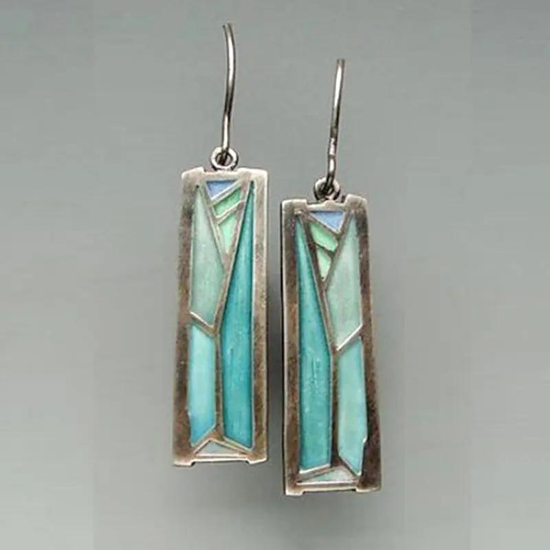Long bohemian statement drop earrings, mixed-colour panels | Hair Your Lux