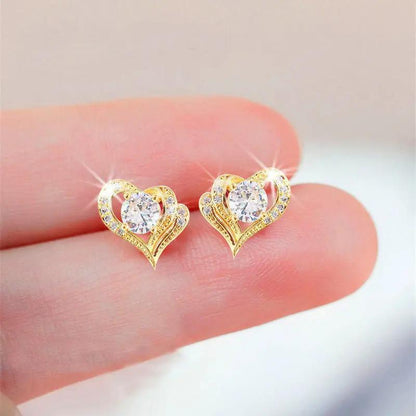 Hollow heart outline studs with crystal centre | Hair Your Lux