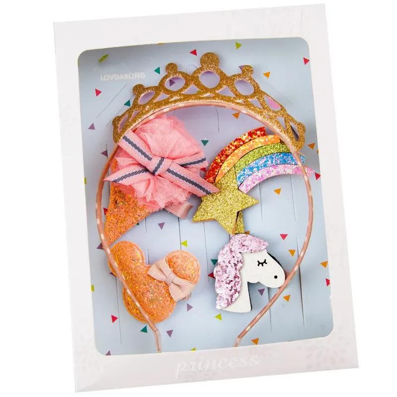 Girls Hairs Accessory Bundle Playful Hair Mixed Accessories Set Different Theme Bows Ties Clips and Hoops - Hair Your Lux