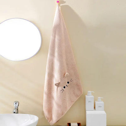 Coral Velvet Cartoon Cat Hair Drying Towel - Hair Your Lux