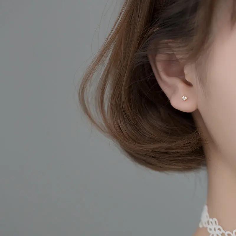 Dainty pavé cubic zirconia heart studs | Hair Your Lux