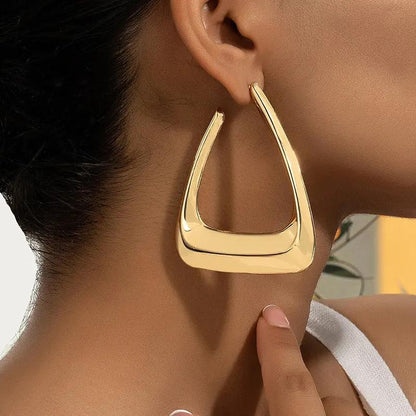 Bold triangle hoop earrings, gold-tone | Hair Your Lux
